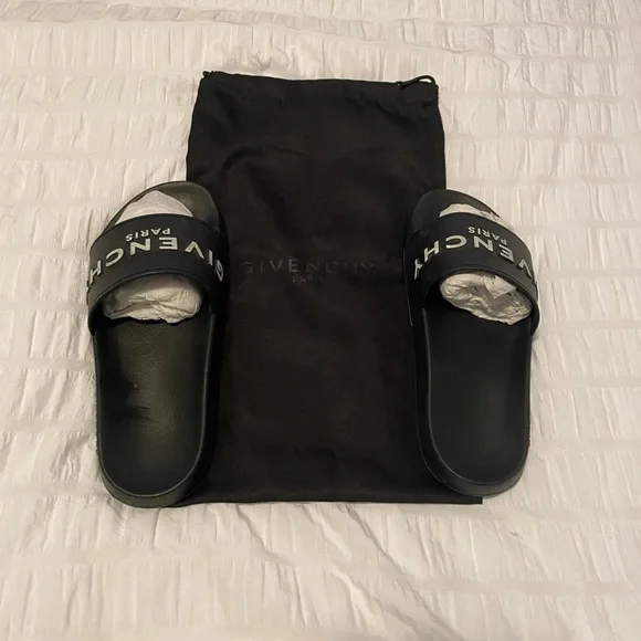 Givenchy Black Woman’s slide Sandals Sleek Minimalist Design - Picture 2 of 14